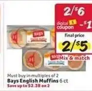 Winn Dixie Bays English Muffins offer