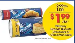 Kroger Pillsbury Grands Biscuits, Crescents or Cinnamon Rolls offer
