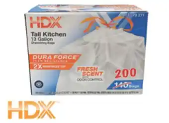 The Home Depot HDX 200-Count 13-Gallon Dura Force Drawstring Kitchen Bags offer