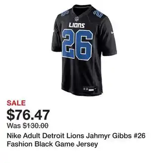 Dick's Sporting Goods Nike Adult Detroit Lions Jahmyr Gibbs #26 Fashion Black Game Jersey offer