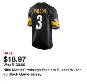 Dick's Sporting Goods Nike Men's Pittsburgh Steelers Russell Wilson #3 Black Game Jersey offer
