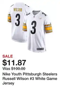 Dick's Sporting Goods Nike Youth Pittsburgh Steelers Russell Wilson #3 White Game Jersey offer