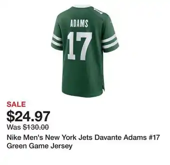 Dick's Sporting Goods Nike Men's New York Jets Davante Adams #17 Green Game Jersey offer