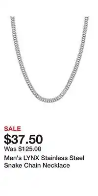 Kohl's Men's LYNX Stainless Steel Snake Chain Necklace offer