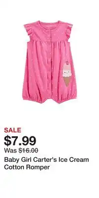 Kohl's Baby Girl Carter's Ice Cream Cotton Romper offer