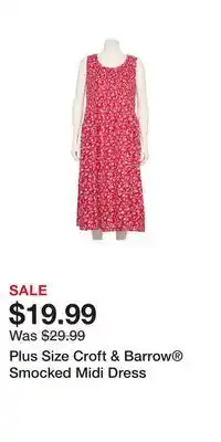 Kohl's Plus Size Croft & Barrow Smocked Midi Dress offer