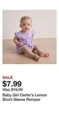 Kohl's Baby Girl Carter's Lemon Short-Sleeve Romper offer