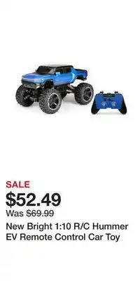 Kohl's New Bright 1:10 R/C Hummer EV Remote Control Car Toy offer