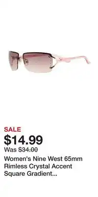 Kohl's Women's Nine West 65mm Rimless Crystal Accent Square Gradient Sunglasses offer
