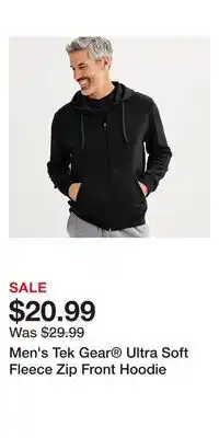 Kohl's Men's Tek Gear Ultra Soft Fleece Zip Front Hoodie offer