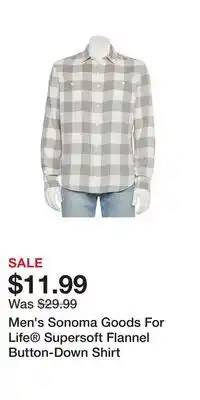 Kohl's Men's Sonoma Goods For Life Supersoft Flannel Button-Down Shirt offer