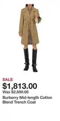 Nordstrom Burberry Mid-length Cotton Blend Trench Coat offer
