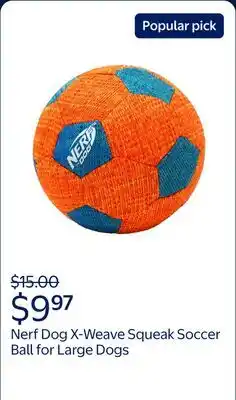 Walmart Nerf Dog X-Weave Squeak Soccer Ball for Large Dogs offer