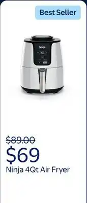 Walmart Ninja 4Qt Air Fryer, Nonstick Basket with Crisper Plate, 1550 Watts, White offer