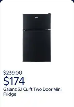 Walmart Galanz 3.1 Cu ft Two Door Mini Fridge, Black, New offer
