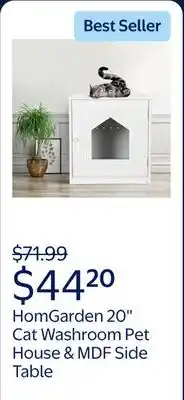 Walmart HomGarden 20'' White Cat Washroom Pet House Hidden Litter Box Enclosure & MDF Side Table 18lbs offer