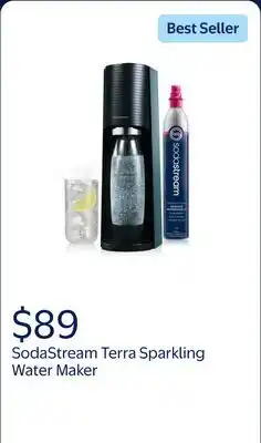 Walmart SodaStream Terra (Black) Sparkling Water Maker with CO2 and Carbonating Bottle offer