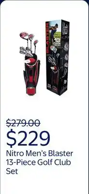 Walmart Nitro Men's Blaster 13-Piece Golf Club Set – Right-Handed, Complete with Bag & Headcovers offer