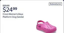 Walmart Crocs Women's Baya Platform Clog Sandal offer