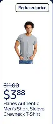 Walmart Hanes Authentic Men's Short Sleeve Crewneck T-Shirt offer