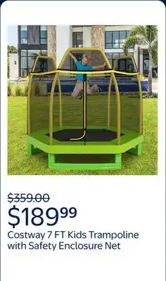 Walmart Costway 7 FT Kids Trampoline with Safety Enclosure Net Spring Pad Indoor Outdoor Heavy Duty Yellow offer