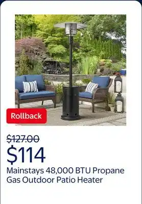 Walmart Mainstays 48,000 BTU Propane Gas Outdoor Freestanding Metal Patio Heater offer