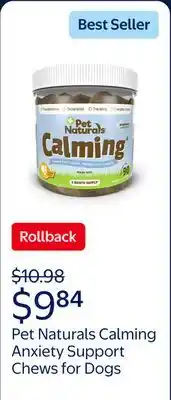 Walmart Pet Naturals Calming Anxiety Support Chews for Dogs, Chicken Flavor offer