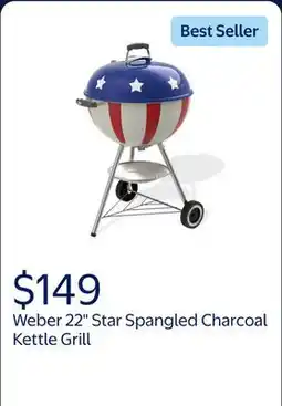 Walmart Weber 22 Star Spangled Charcoal Kettle Grill offer