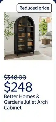 Walmart Better Homes & Gardens Juliet Arch Cabinet, Black Finish offer
