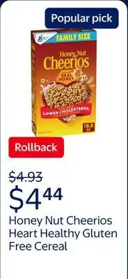 Walmart Honey Nut Cheerios, Heart Healthy Gluten Free Cereal offer