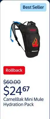 Walmart CamelBak Mini Mule Hydration Pack, Black/Flames, One Size offer