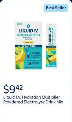 Walmart Liquid I.V. Lemon Lime Sugar-Free Hydration Multiplier Powdered Electrolyte Drink Mix offer