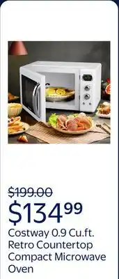 Walmart Costway 0.9Cu.ft. Retro Countertop Compact Microwave Oven 900W 8 Cooking Settings White offer