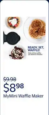 Walmart MyMini Waffle Maker, Teal offer