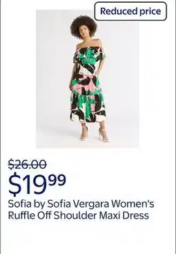 Walmart Sofia by Sofia Vergara Women's Ruffle Off Shoulder Maxi Dress, Above Ankle Length offer
