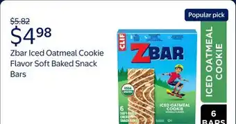Walmart Zbar Iced Oatmeal Cookie Flavor Soft Baked Snack Bars, Organic Granola Bars offer