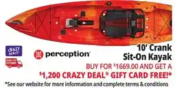 Ocean State Job Lot Perception Crank 10.0 Recreational Pedal Kayak Sunset offer