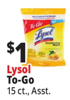 Ocean State Job Lot Lysol Disinfecting Wipes To-Go 15 Count offer