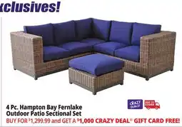 Ocean State Job Lot Hampton Bay Fernlake 4-Piece Outdoor Patio Sectional Set Brown/Midnight offer