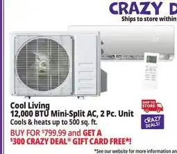 Ocean State Job Lot Cool Living 12 000 BTU Mini-Split Air Conditioner 2-Piece Unit Kit offer