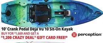 Ocean State Job Lot Perception Crank 10.0 Recreational Pedal Kayak Deja Vu offer
