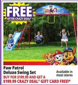 Ocean State Job Lot Paw Patrol Deluxe Swing Set offer