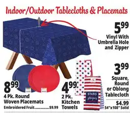 Ocean State Job Lot Indoor/Outdoor Tablecloths & Placemats offer