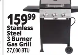 Ocean State Job Lot Stainless Steel 3 Burner Gas Grill offer