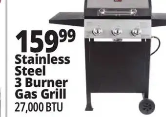 Ocean State Job Lot Stainless Steel 3 Burner Gas Grill offer