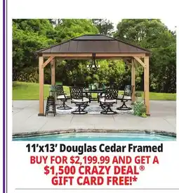Ocean State Job Lot Douglas 11' x 13' Cedar Framed Gazebo with Steel & Polycarbonate Hip Roof Hardtop offer