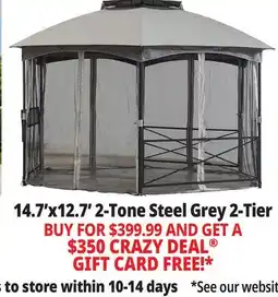 Ocean State Job Lot Sunjoy 2-Tone Steel Gazebo with 2-Tier Dome Roof 14.7' x 12.7' Gray offer