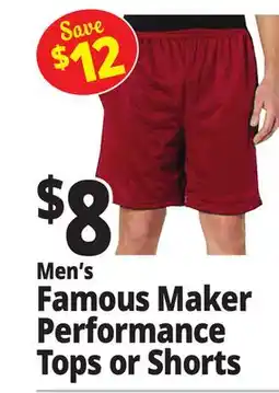 Ocean State Job Lot Men's Famous Maker Performance Tops or Shorts offer