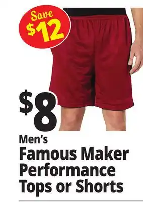 Ocean State Job Lot Men's Famous Maker Performance Tops or Shorts offer