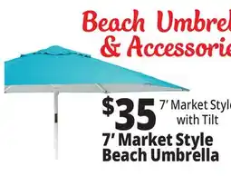 Ocean State Job Lot 7' Market Style Tilting Beach Umbrella offer